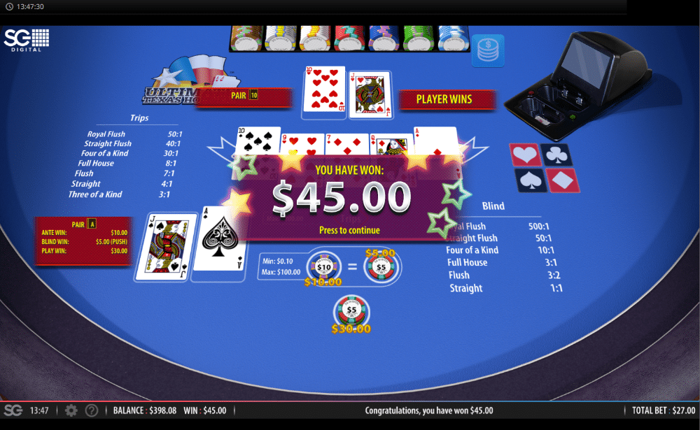 Ultimate Texas Hold'em Win