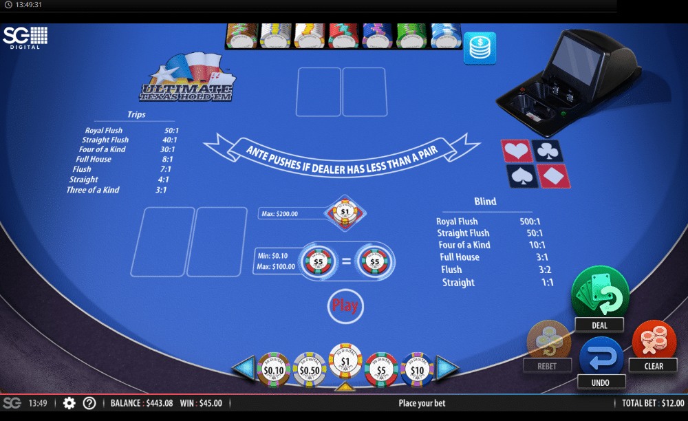 Ultimate Texas Hold'em blinds and antes