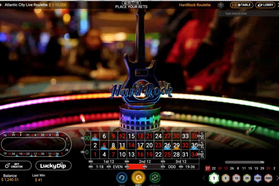 AC Live roulette Hard Rock Bet