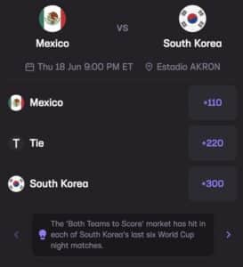 Mexico vs. South Korea Stats Hub